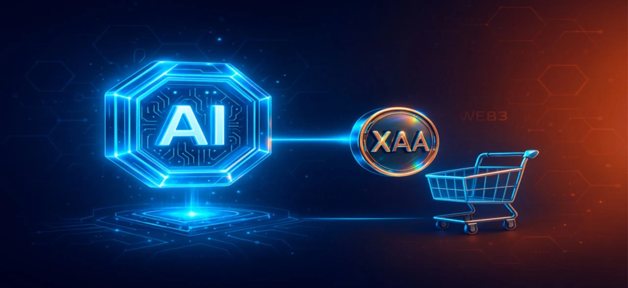 Illustration of an AI developer turning a model into a tokenized product using XAIAGENT, connected with monetization icons