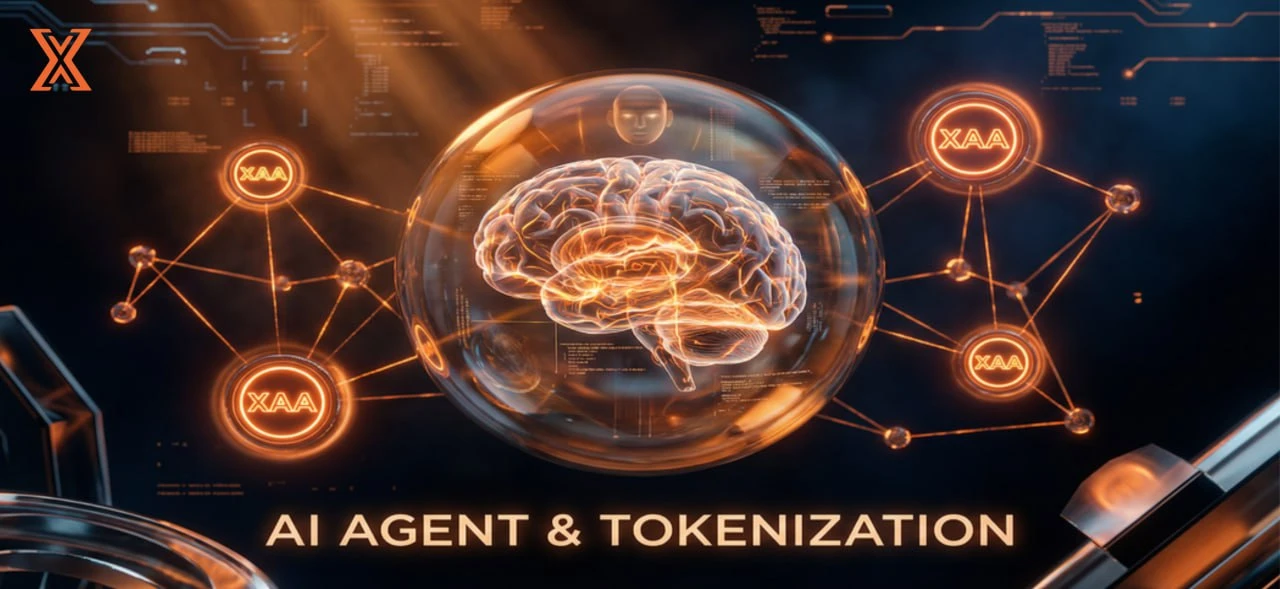 AI agent and tokenized AI model concept cover image for XAIAGENT blog
